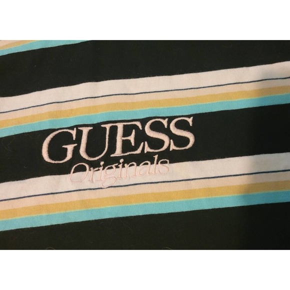 GUESS Originals Dylan Stripe 1981 T-Shirt Size Small Embroidered Retro Look - Picture 5 of 8